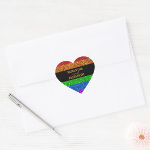 LGBT-regnbågsparkler för homosexuella lesbisk bröl Hjärtformat Klistermärke