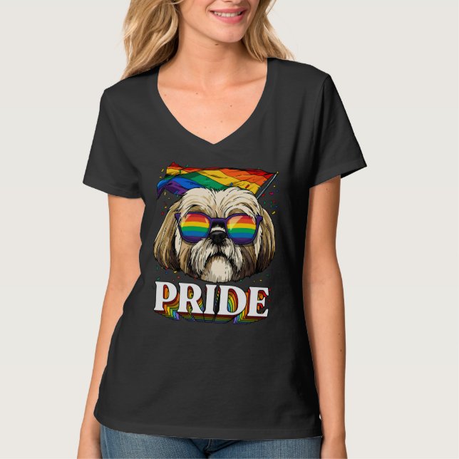 Lgbt Shih Tzu Gay pride Lgbtq Rainbow Flagga Sungl T Shirt (Framsida)