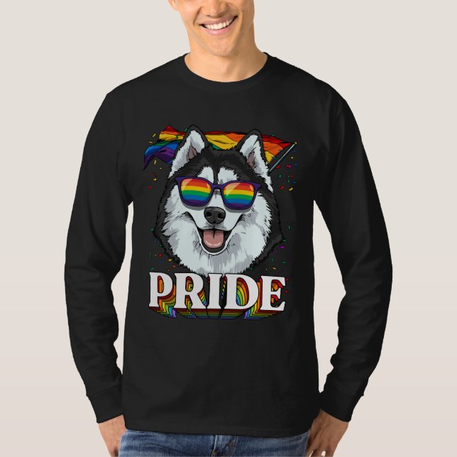 Lgbt Siberian husky Gay pride Lgbtq Rainbow Flagga T Shirt (Framsida)