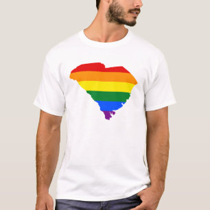 LGBT South Carolina, US statlig flagga karta T-Shi T Shirt