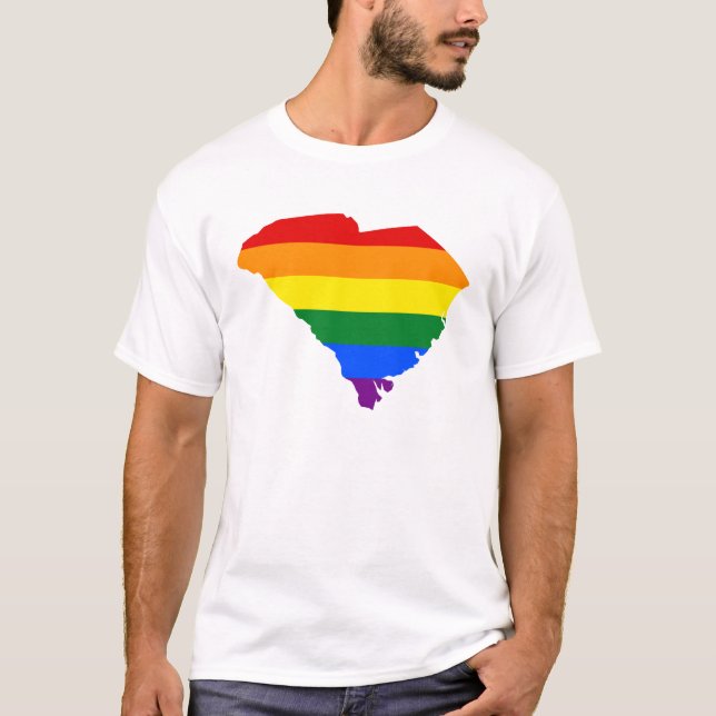 LGBT South Carolina, US statlig flagga karta T-Shi T Shirt (Framsida)