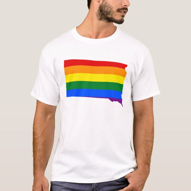 LGBT South Dakota, US statlig flagga karta T-Shirt (Framsida)