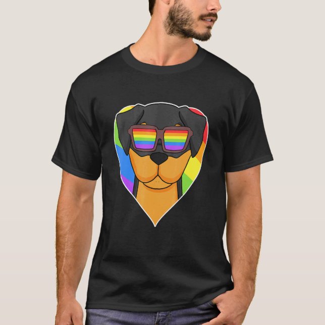 Lgbt Supporter Rottweiler Rainbow Gay pride Lgbt H T Shirt (Framsida)