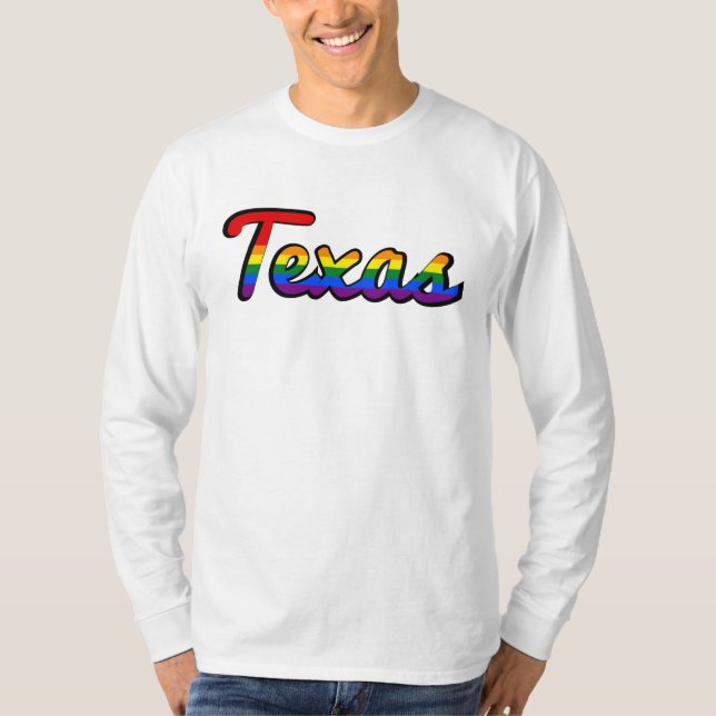 LGBT Texas Rainbow text Sweatshirt T-Shirt (Framsida)