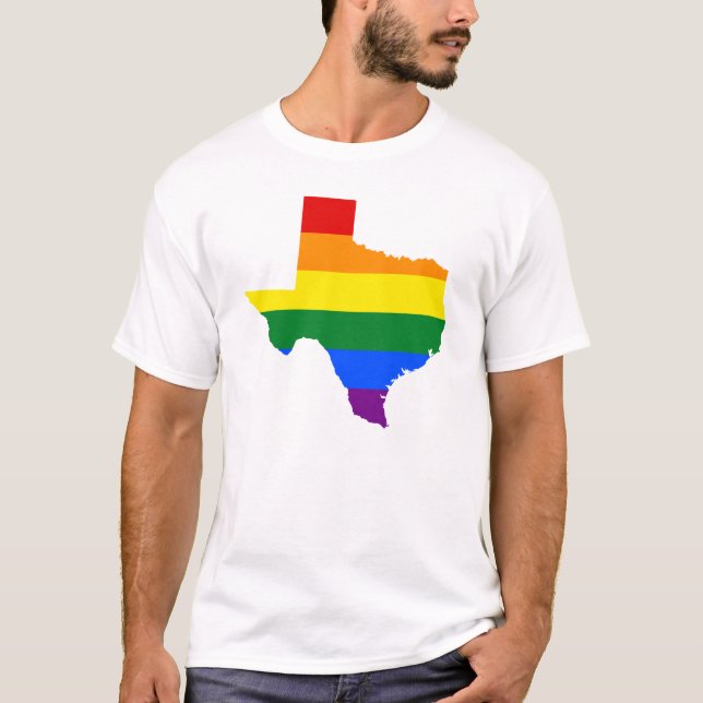 LGBT Texas, US statlig flagga karta T-Shirt (Framsida)