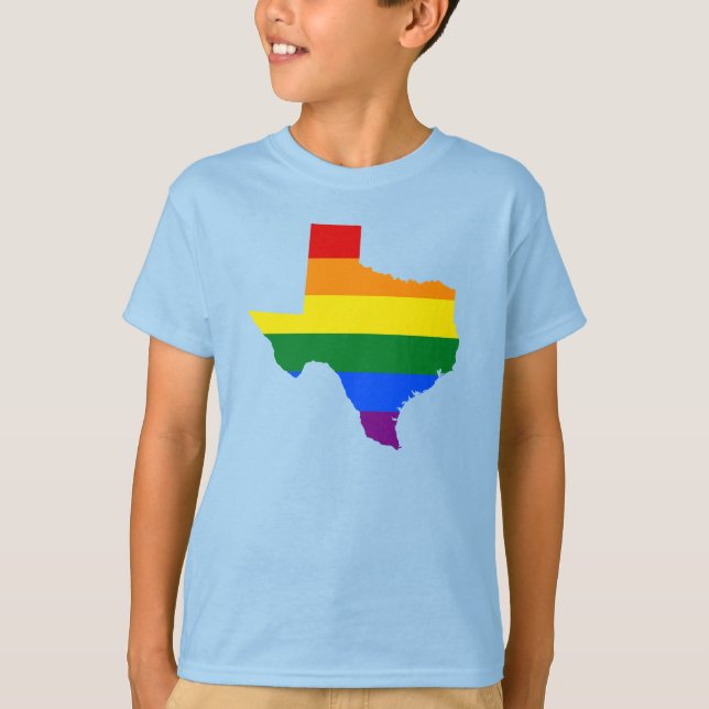 LGBT Texas, US statlig flagga karta T-Shirt (Framsida)