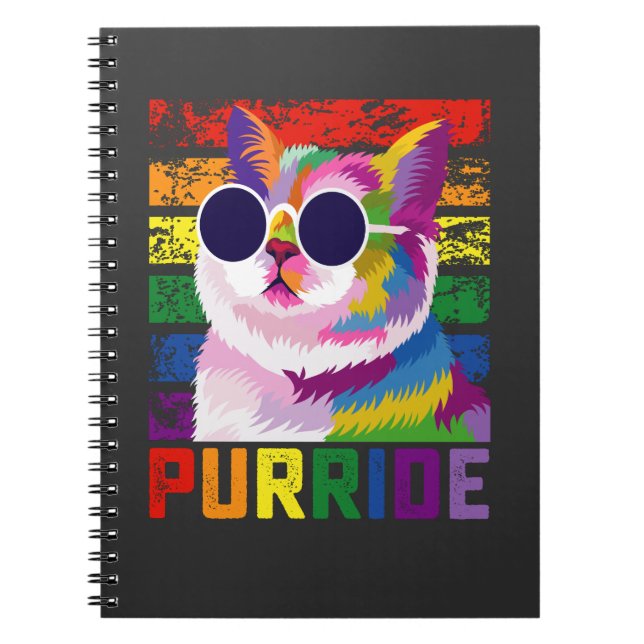 LGBT Tie Dye Pride Cat Purride Gay Rainbow Retro Anteckningsbok (Framsidan)