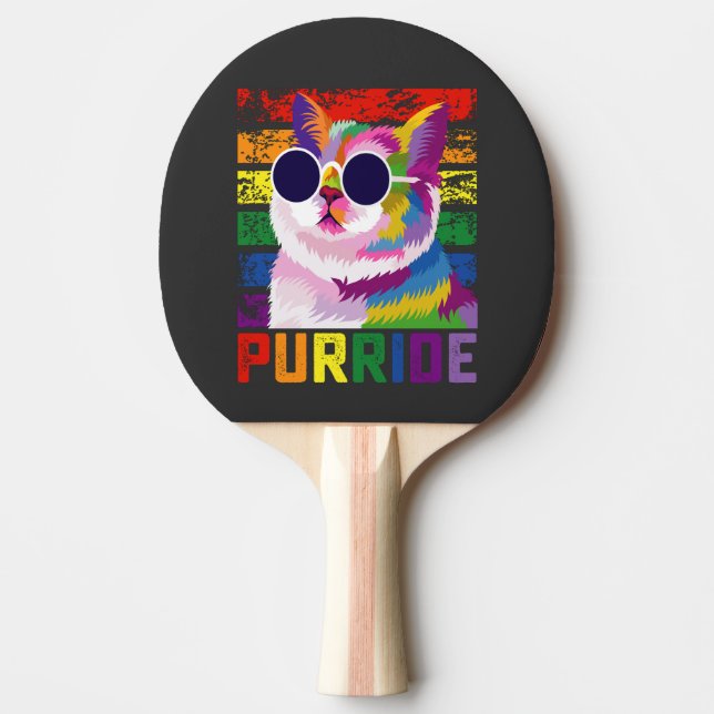 LGBT Tie Dye Pride Cat Purride Gay Rainbow Retro Pingisracket (Framsidan)