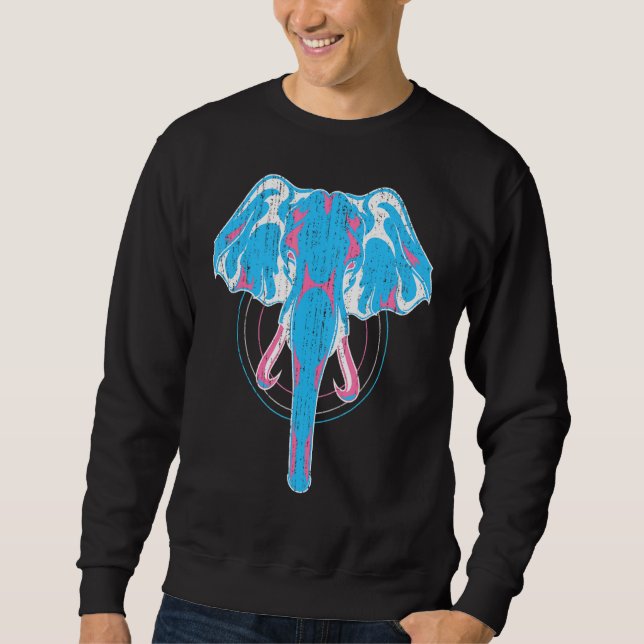 Lgbt Transsexuell Flagga Elephant Trans Pride Mont Lång Ärmad Tröja (Framsida)