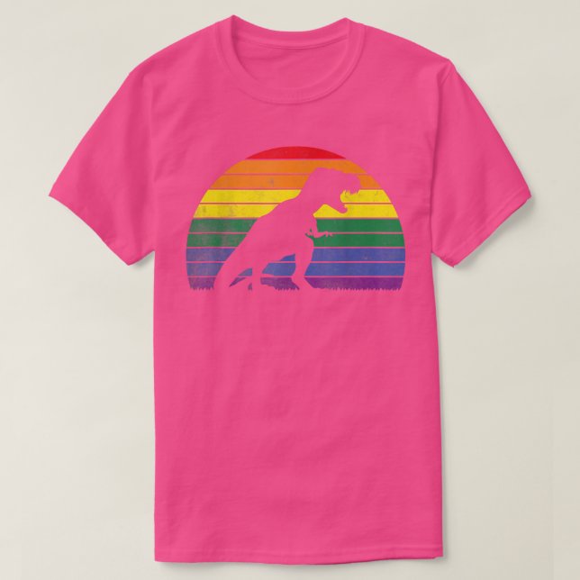 LGBT TRe Gay pride Lesbisk Dinosaur Sunset  T Shirt (Design framsida)
