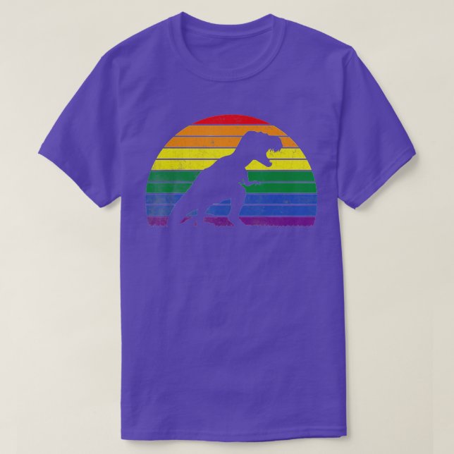 LGBT TRex Gay pride Lesbisk Dinosaur Sunset T Shirt (Design framsida)