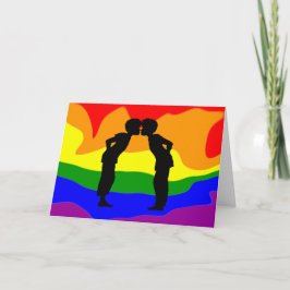 LGBT Två Manar Kissing Silhouette-hälsningskort Kort