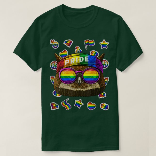 LGBT Uggla Gay pride Månad Nattfågelregnbåge (HBT) T Shirt (Design framsida)