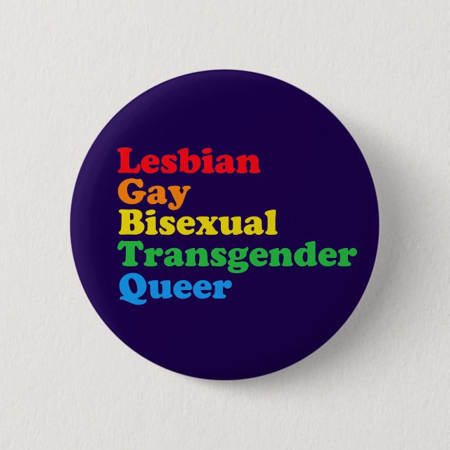 LGBTQ Akronym Regnbåge Gay Pride Lila Knapp (Framsida)