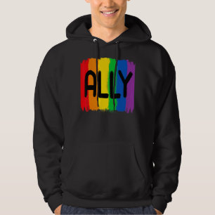 Lgbtq Ally Lgbt Lesbisk Gay Bisexual Pride Månad Hoodie