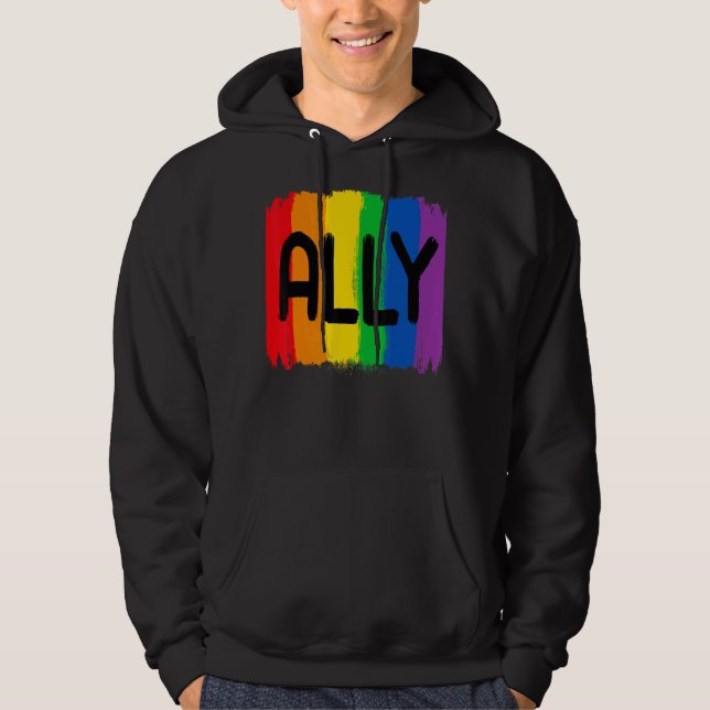 Lgbtq Ally Lgbt Lesbisk Gay Bisexual Pride Månad Hoodie (Framsida)