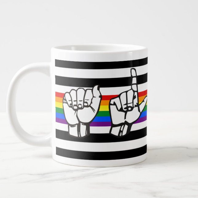 LGBTQ+ Ally Pride American Sign Language Jumbo Mugg (Vänster)