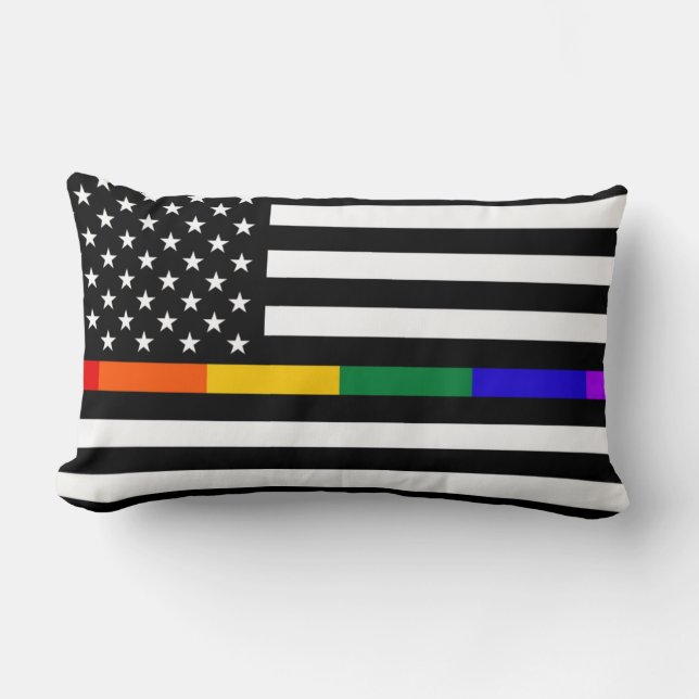 LGBTQ American Flagga Lumbarkudde (Framsida)