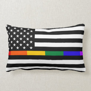 LGBTQ American Flagga Lumbarkudde