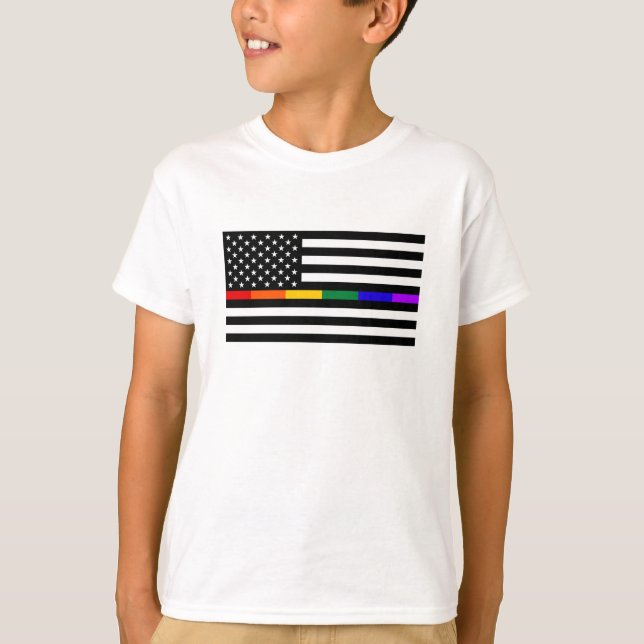 LGBTQ American Flagga T Shirt (Framsida)
