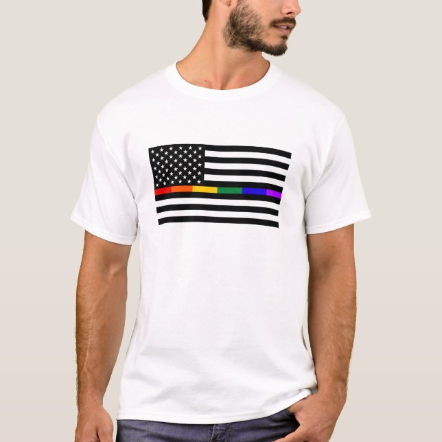 LGBTQ American Flagga T Shirt (Framsida)
