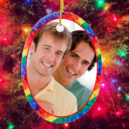 LGBTQ-anpassningsbarnas foto gay pride regnbåge fl Julgransprydnad Keramik