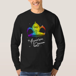 Lgbtq Aquarius Queen Zodiac med regnbåge Gay pride T Shirt