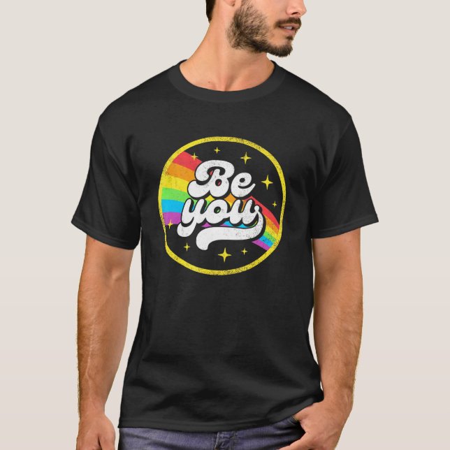 Lgbtq be dig Gay pride Lgbt Ally Rainbow Flagga Re T Shirt (Framsida)