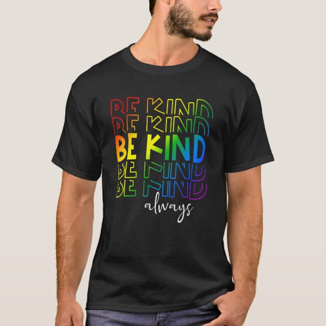 Lgbtq Be Kind Gay pride Lgbt Tie Dye Flagga Retro  T Shirt (Framsida)