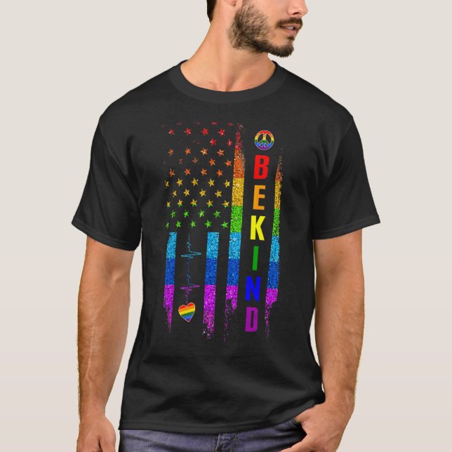 Lgbtq Be om Gay pride Lgbt Rainbow American Flagga T Shirt (Framsida)