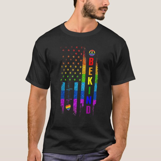 Lgbtq Be om Gay pride Lgbt Rainbow American Flagga T Shirt (Framsida)