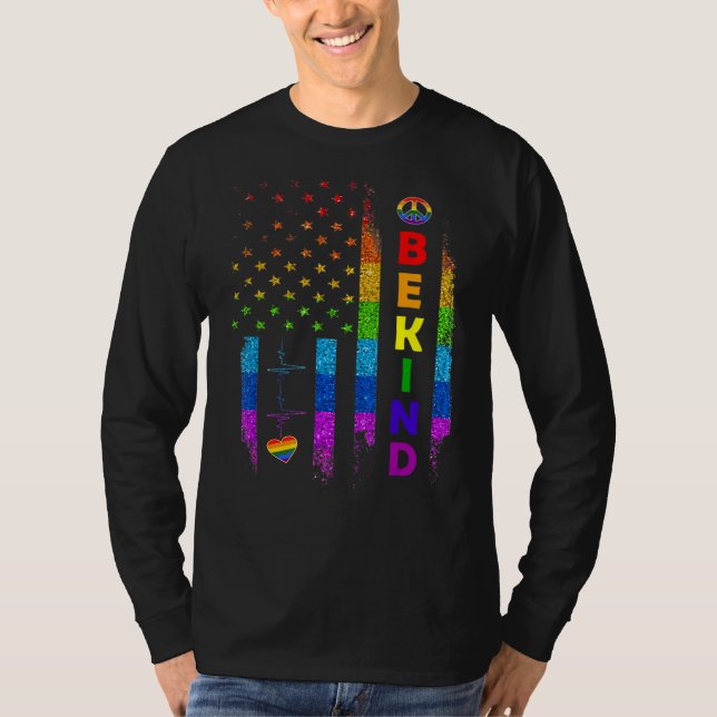 Lgbtq Be om Gay pride Lgbt Rainbow American Flagga T Shirt (Framsida)