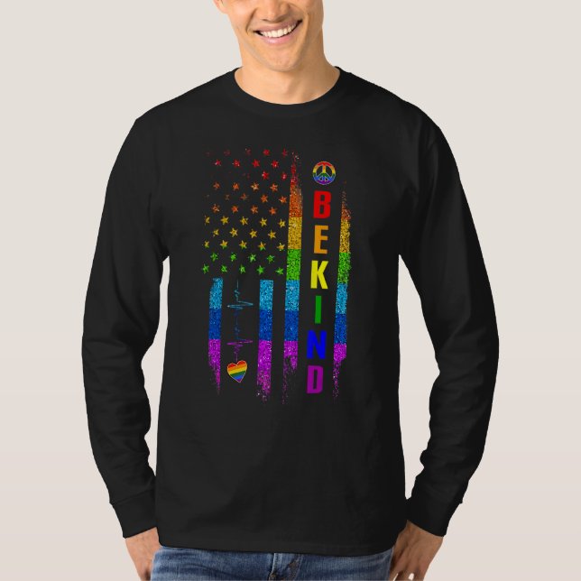 Lgbtq Be om Gay pride Lgbt Rainbow American Flagga T Shirt (Framsida)