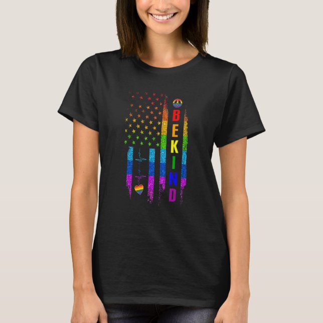 Lgbtq Be om Gay pride Lgbt Rainbow American Flagga T Shirt (Framsida)