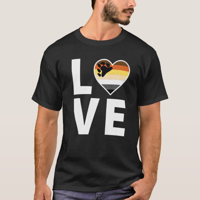 Lgbtq Bear Flagga Heart Lgbtqia+ Kärlek Bear T Shirt (Framsida)