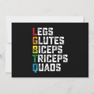 LGBTQ Ben Glutes Biceps Triceps Quads Funny Gym Inbjudningar