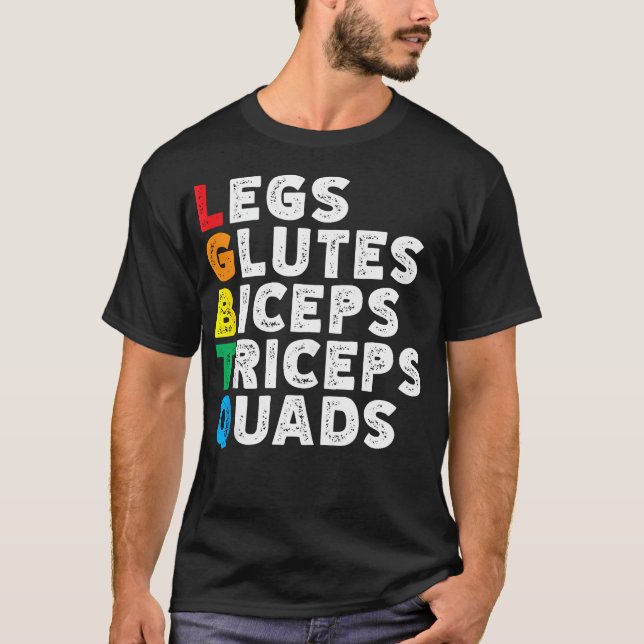 Lgbtq Ben Glutes Biceps Triceps Quads Gay Gym Exe T Shirt (Framsida)