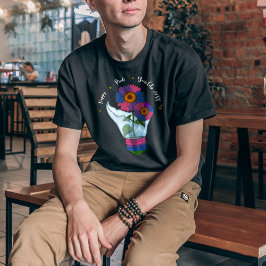 LGBTQ Bisexual Flagga Solblommor i en lätt lampa T Shirt