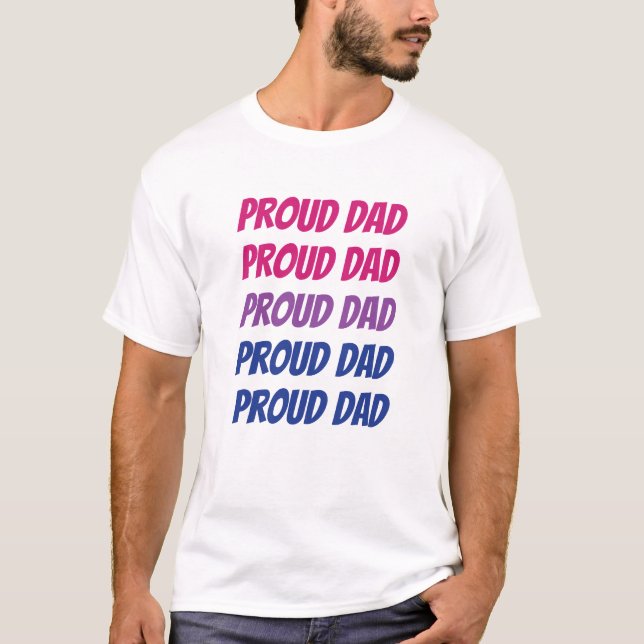 LGBTQ Bisexuell Pride Stolt Pappa Upprepad Text T Shirt (Framsida)
