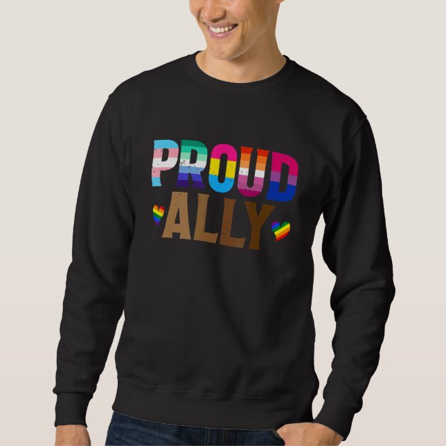 Lgbtq Black Pride Proud Ally Lesbisk Bi Trans Lång Ärmad Tröja (Framsida)