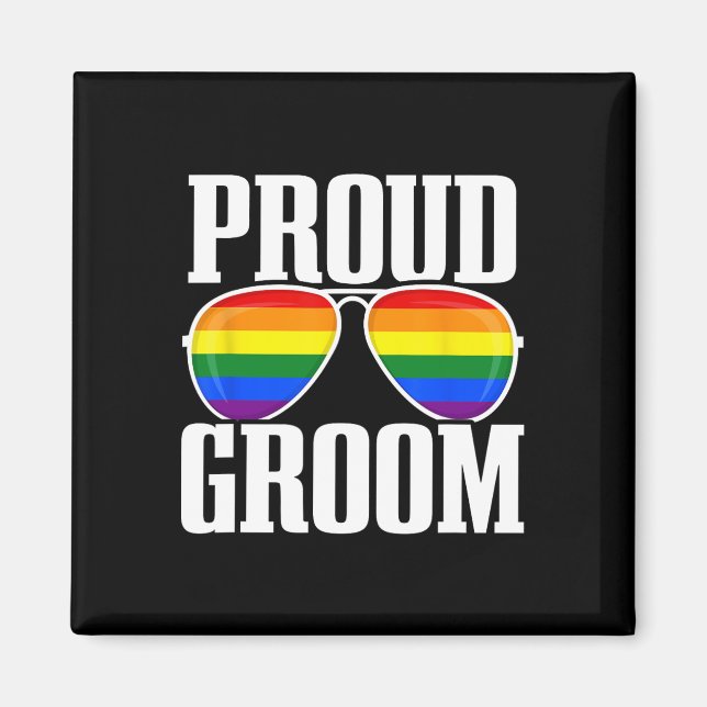 Lgbtq Bröllop - Gay pride Flagga - Groom Squad - P Magnet (Framsidan)