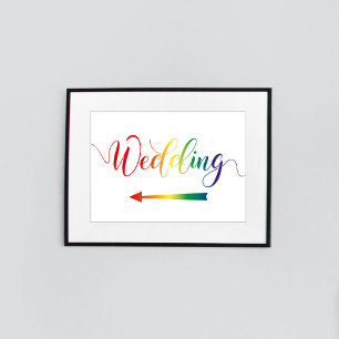 LGBTQ Bröllop-tecken med Lämnat pil Poster