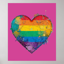 LGBTQ Chaos Heart Hand plockade Digital Art Poster
