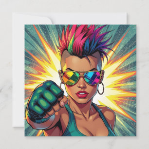 LGBTQ+ Dam i Mohawk Blank Kort