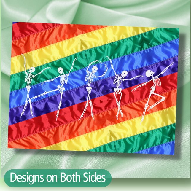 LGBTQ-dans skeleton rainbow flagga queer party Vykort (Skapare uppladdad)