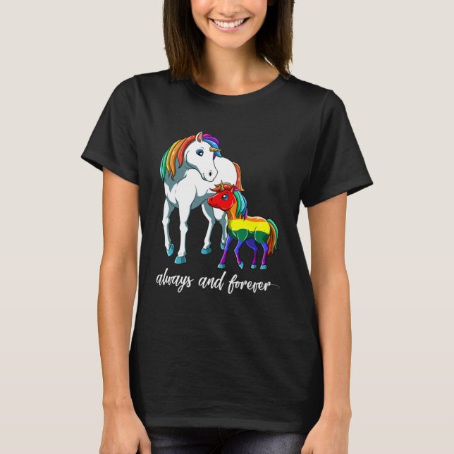 LGBTQ Daughter Son  Unicorn Mama T Shirt (Framsida)