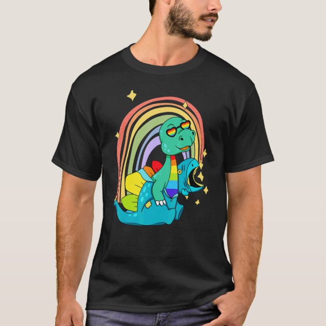 LGBTQ Dinosaur Rex Wearing Dino Costume T Shirt (Framsida)