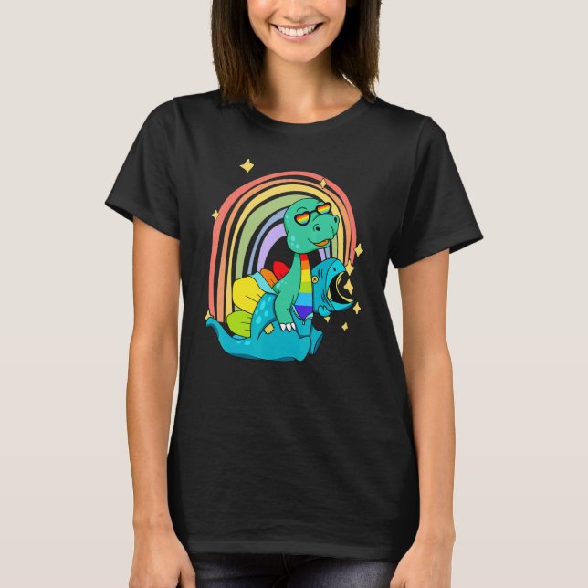 LGBTQ Dinosaur T Rex Wearing Dino Costume Shirt (Framsida)