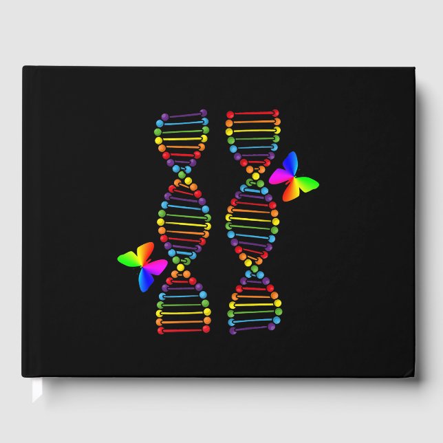 LGBTQ DNA Rainbow Flagga Butterfly Gay pride månad Gästböcker (Framsida)