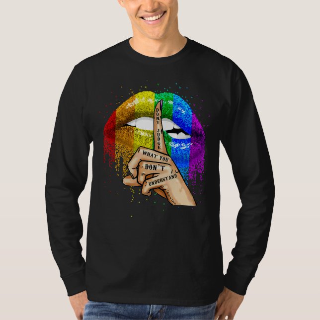Lgbtq dömer inte vad du inte förstår Gay Pr T Shirt (Framsida)